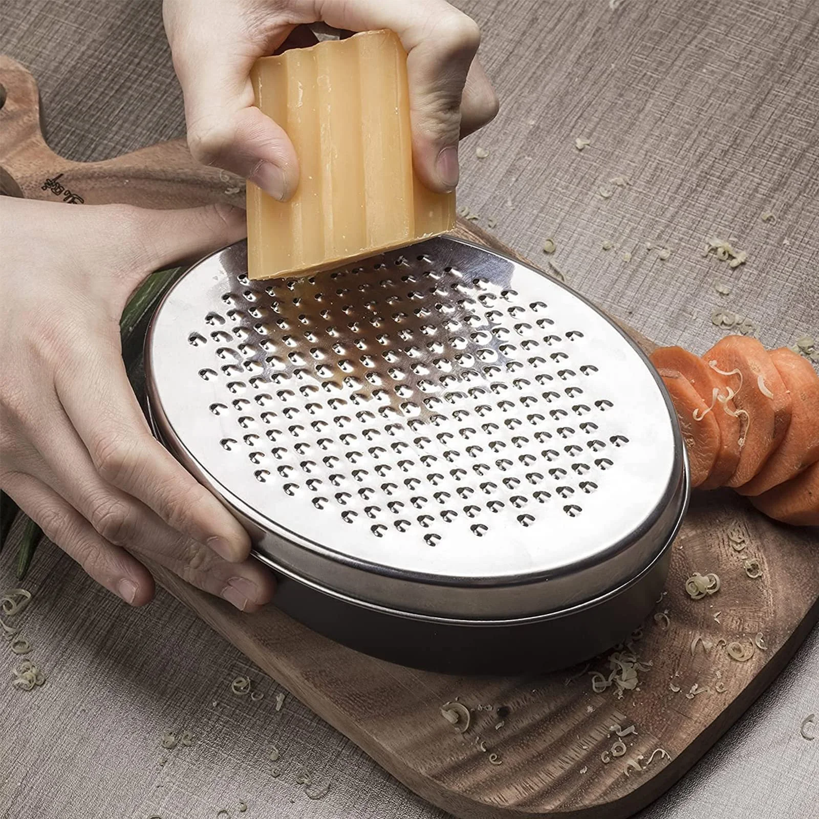 Терка з контейнером, кухонна терка з 2 розмірами для сиру, імбиру, лимона, моркви, овочів, фото №7 Терка з контейнером, кухонна терка з 2 розмірами для сиру, імбиру, лимона, моркви, овочів, фото №7