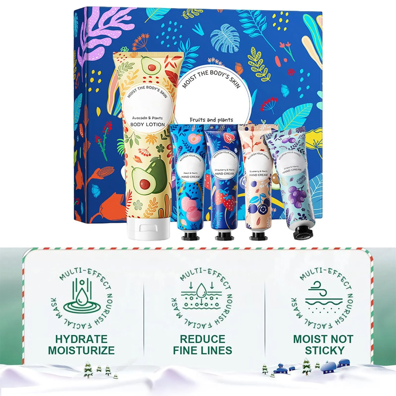 Рождественский подарочный набор, Крем для рук для сухой кожи, Увлажняющий крем для рук для женщин и мужчин, Рождественский подарочный набор кремов для рук, Увлажняющий крем для рук, 5 штук, фото №3