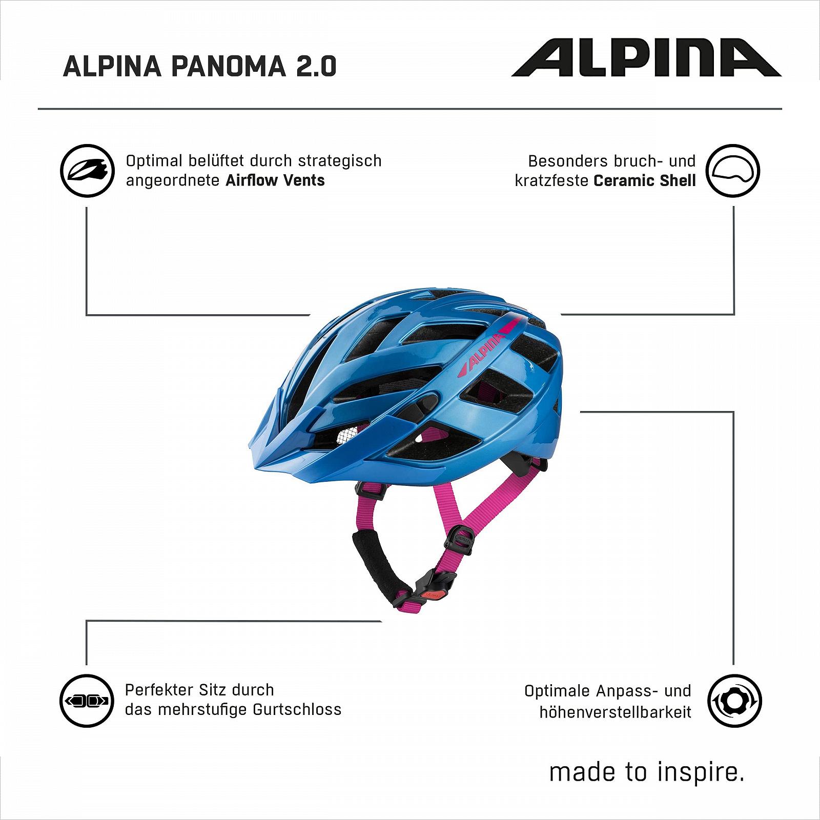 Шлем велосипедный ALPINA Panoma Светоотражающий и оптимально вентилируемый с сеткой от насекомых и светодиодом для взрослых, фото №6