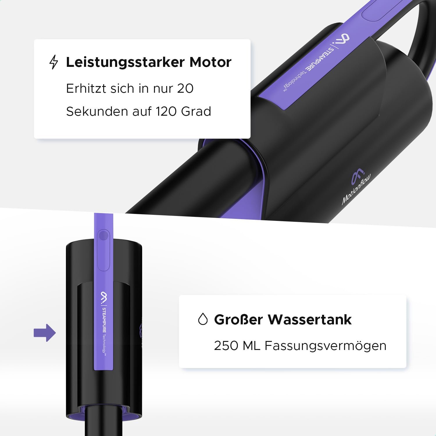 Пароочиститель Motionflow 16-в-1 для обивки, ковров, ванной комнаты и кухни, паровая щетка с 13 насадками, время работы 20 минут, время нагрева 30 секунд, фото №3
