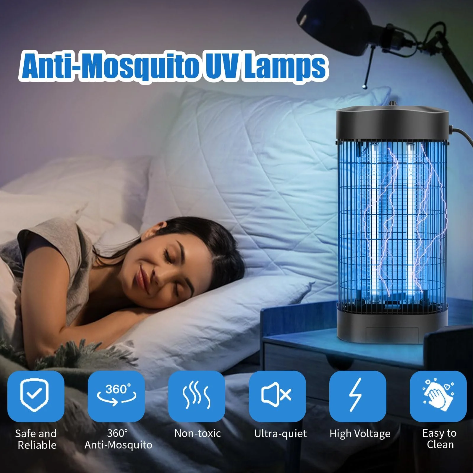 Електричний знищувач комах 18 Вт 3000 В 2 LED UV-Light, фото №2