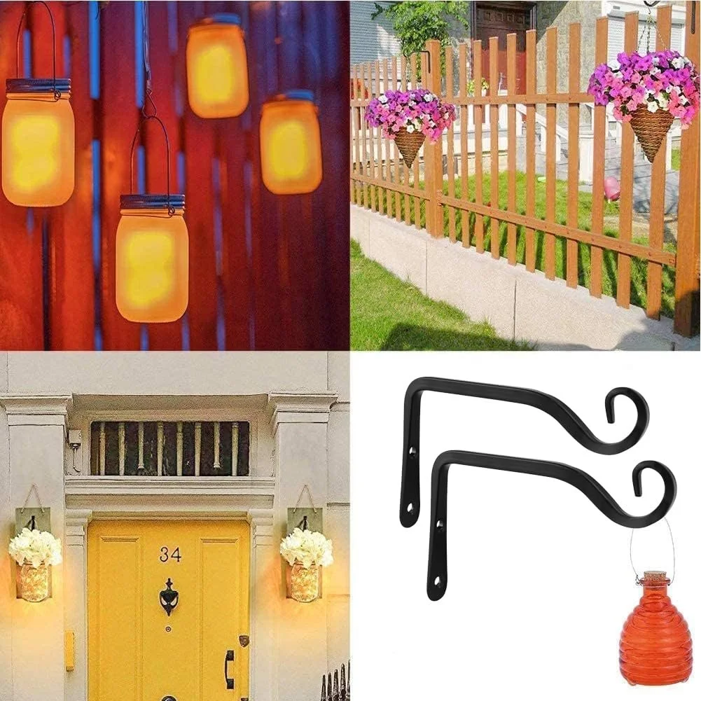 Тримач для рослин настінний 2 штуки 15 см Чорний для кошиків та ліхтарів, фото №8 Тримач для рослин настінний 2 штуки 15 см Чорний для кошиків та ліхтарів, фото №8