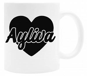Керамічна кружка Ayliva Black Heart White, біла - Фото 1