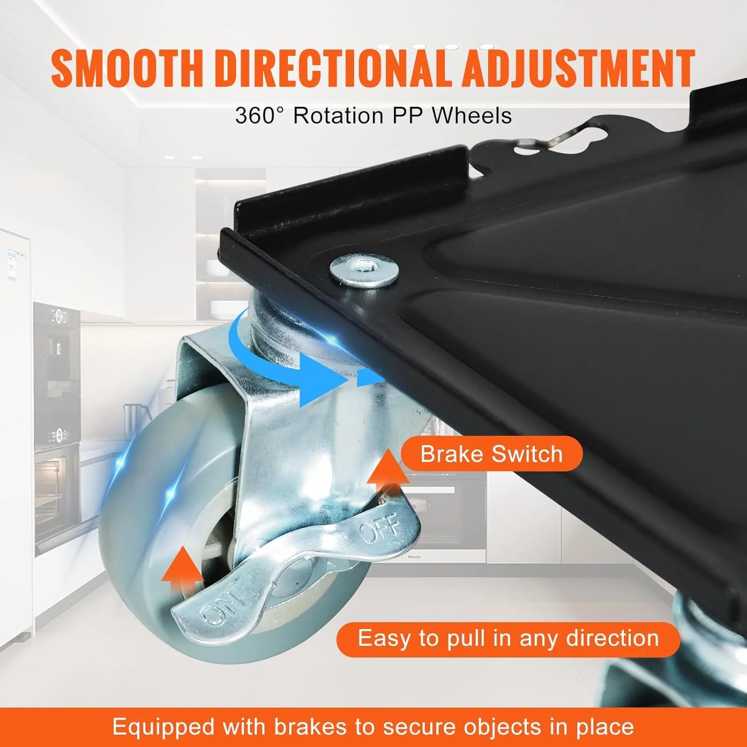 Комплект для переміщення меблів VEVOR JYF-450 / 4 шт + важіль / до 450 кг / Black, фото №11 Комплект для переміщення меблів VEVOR JYF-450 / 4 шт + важіль / до 450 кг / Black, фото №11