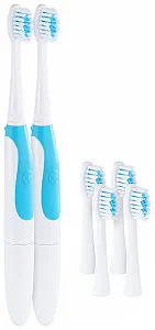 Електрична звукова зубна щітка PEARL на батарейках 2 шт. та 3 насадки - Фото 1