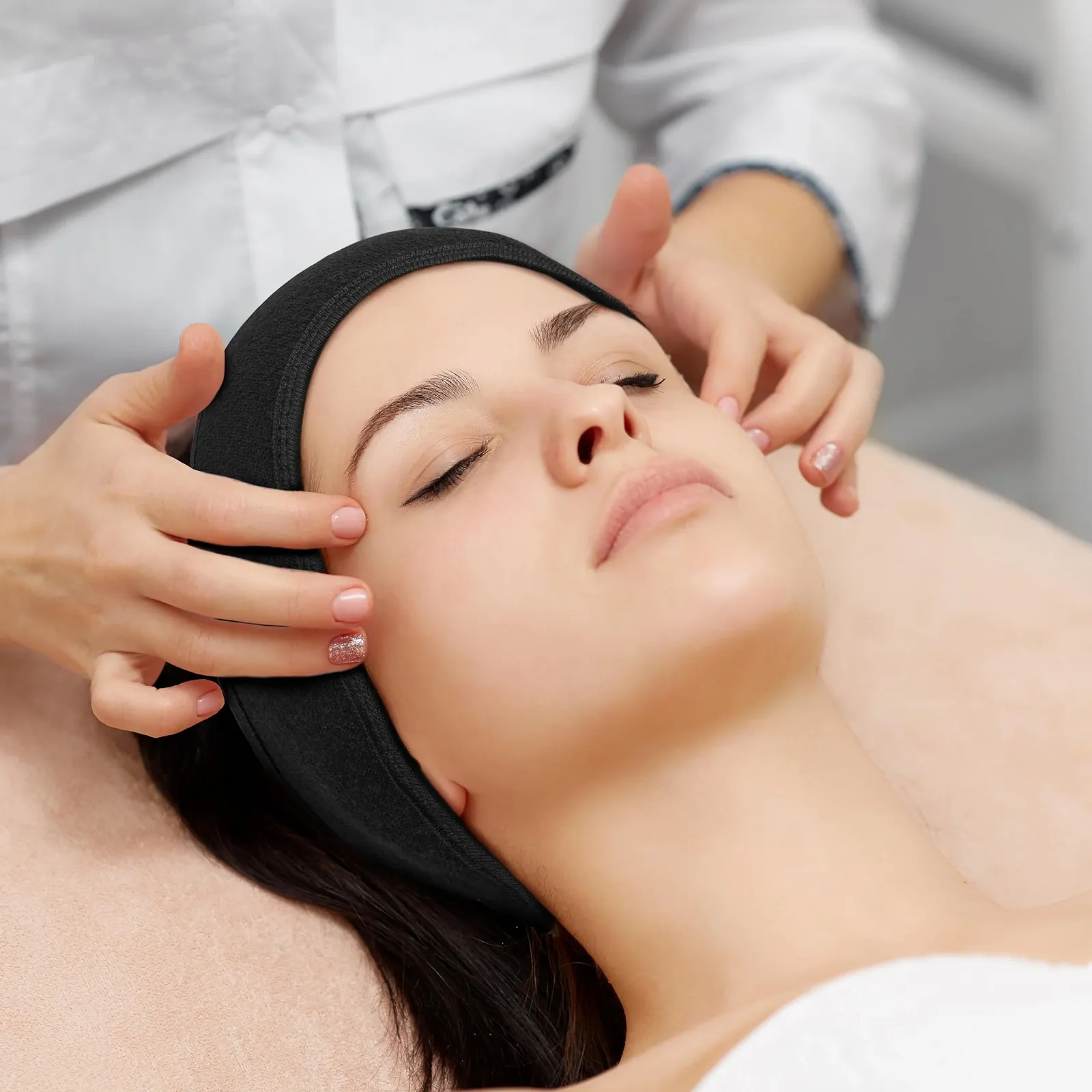 Пов'язка на голову Чорна для спа, паковання з 10 штук, фото №5