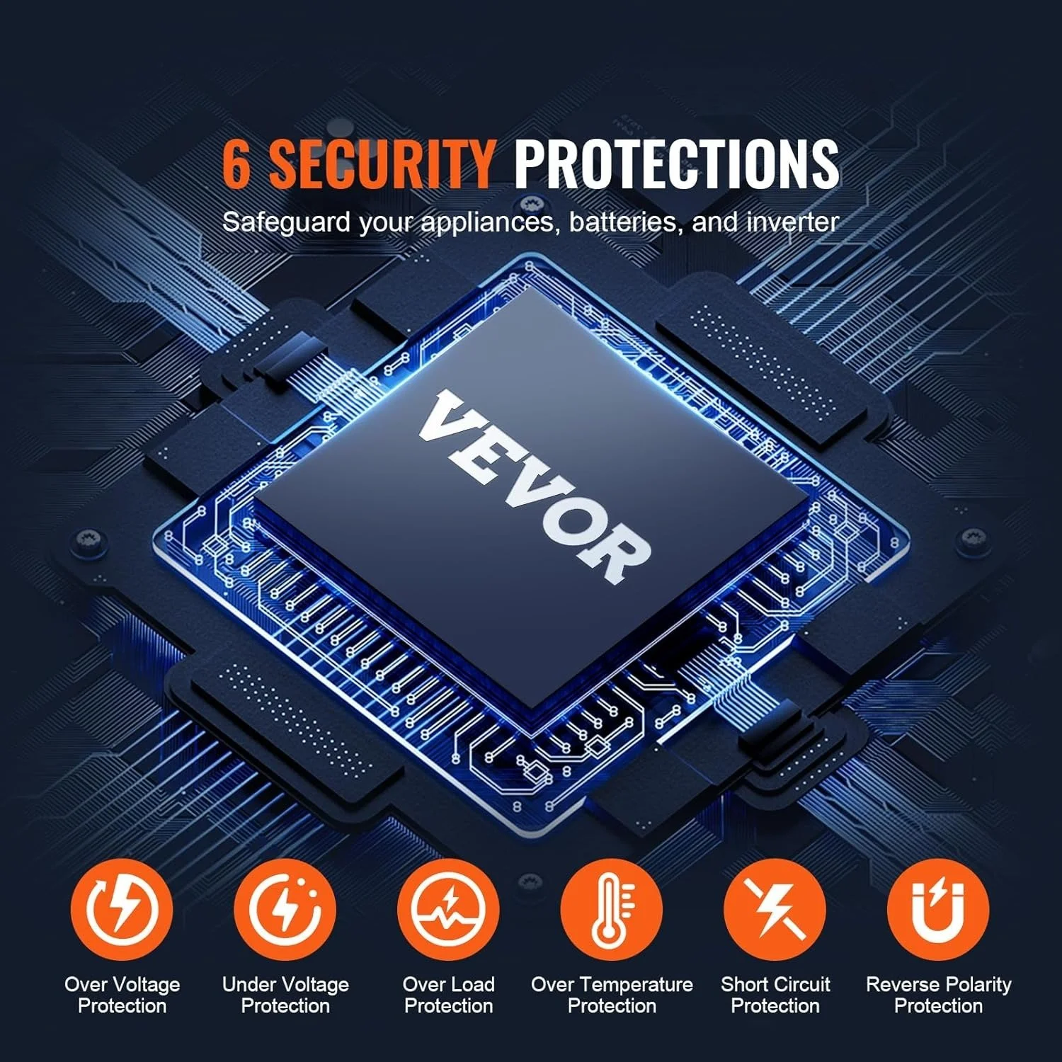 Инвертор VEVOR SGPE-3000W Чистая синусоида Black, фото №6