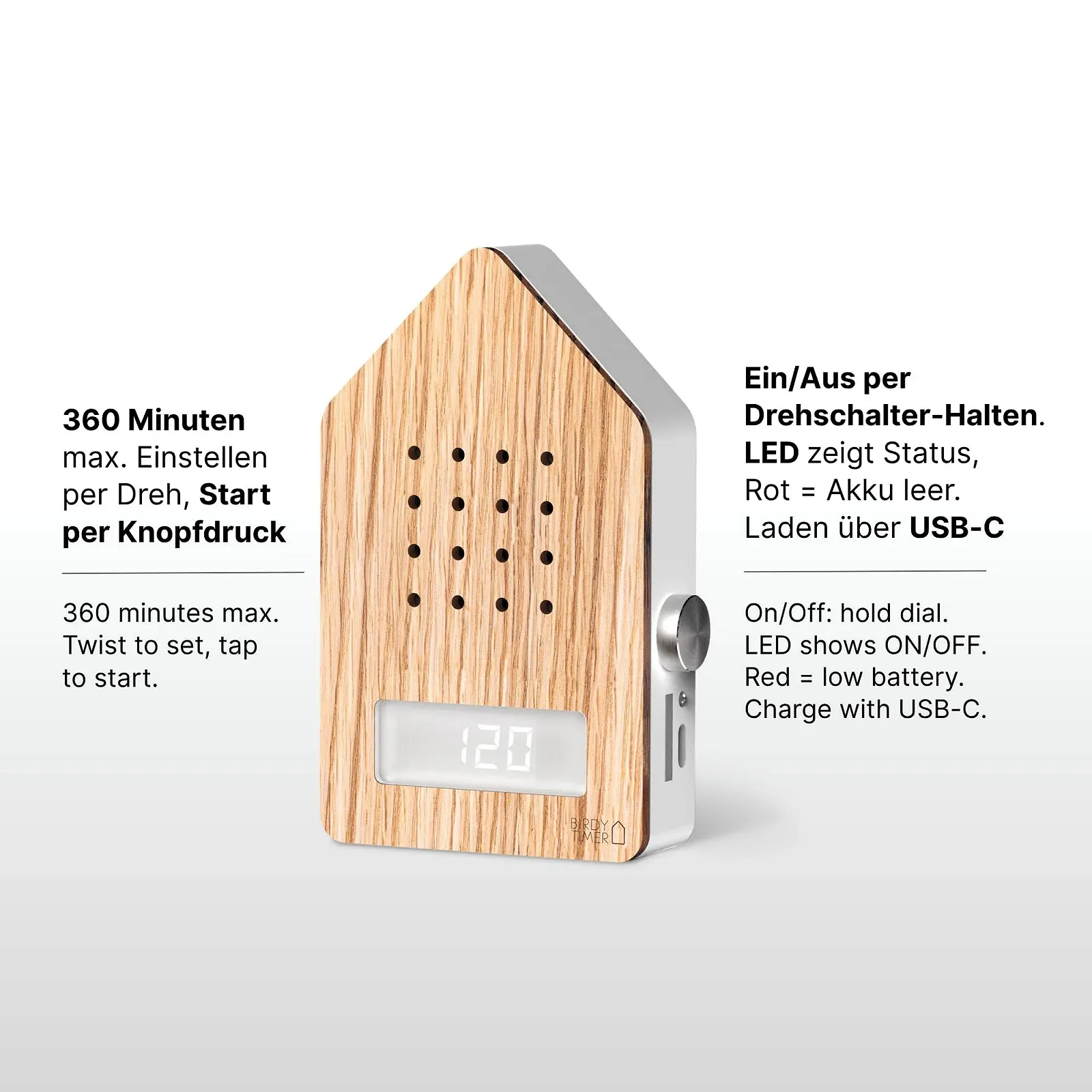 Таймер цифровой RELAXOUND Birdytimer Oak с пением птиц Дуб, фото №5 Таймер цифровой RELAXOUND Birdytimer Oak с пением птиц Дуб, фото №5