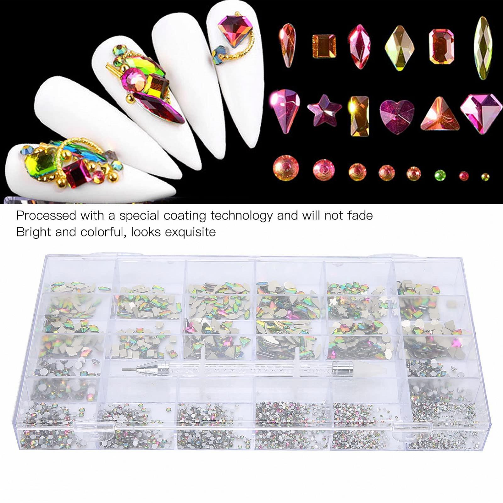 Стразы для ногтей K9 стекло, 13 стилей с коробкой, разноцветные, фото №3