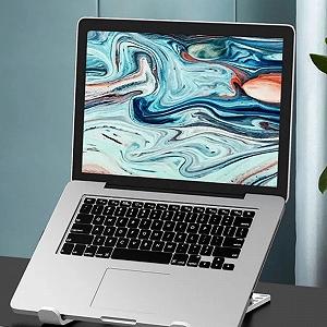 Подставка для ноутбука складная портативная регулируемая по высоте с вентиляцией для охлаждения совместима с ноутбуками 10-15.6 дюймов и планшетами Розовый synthetic.ua - Фото 1