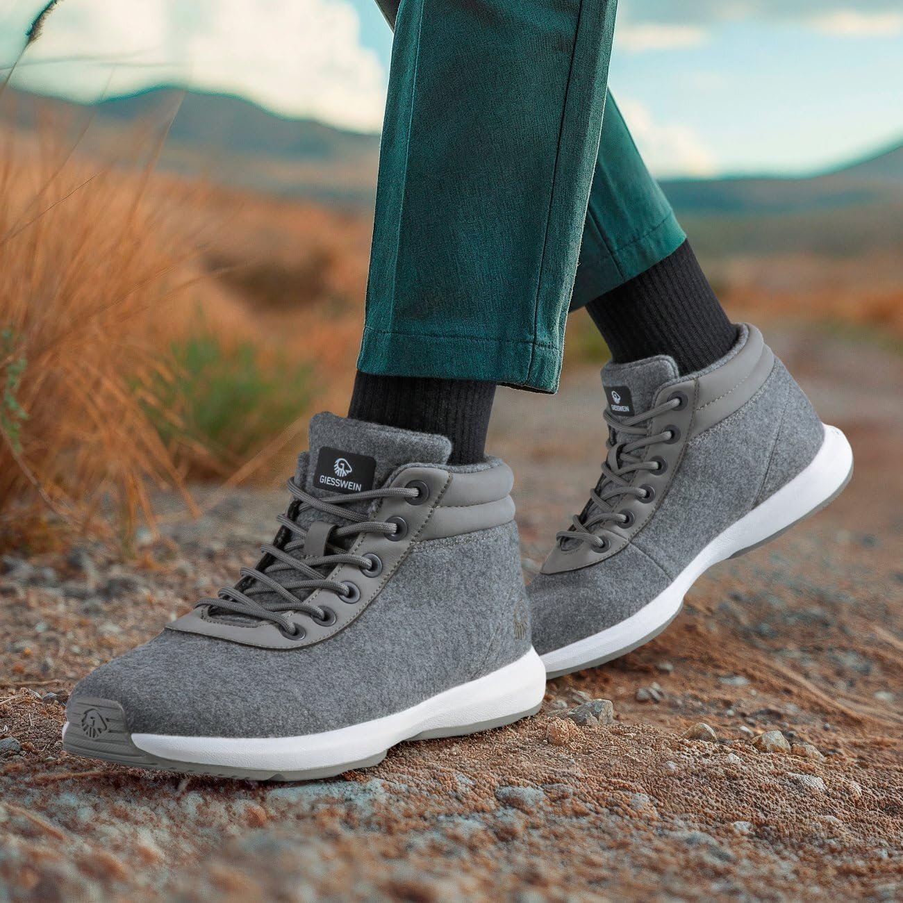 Кросівки GIESSWEIN Wool High Top Чоловічі - Зимові Кросівки з мериносової вовни для чоловіків, утеплені зимові Кросівки для снігу, зимові Кросівки для активного відпочинку з мериносової вовни, фото №2