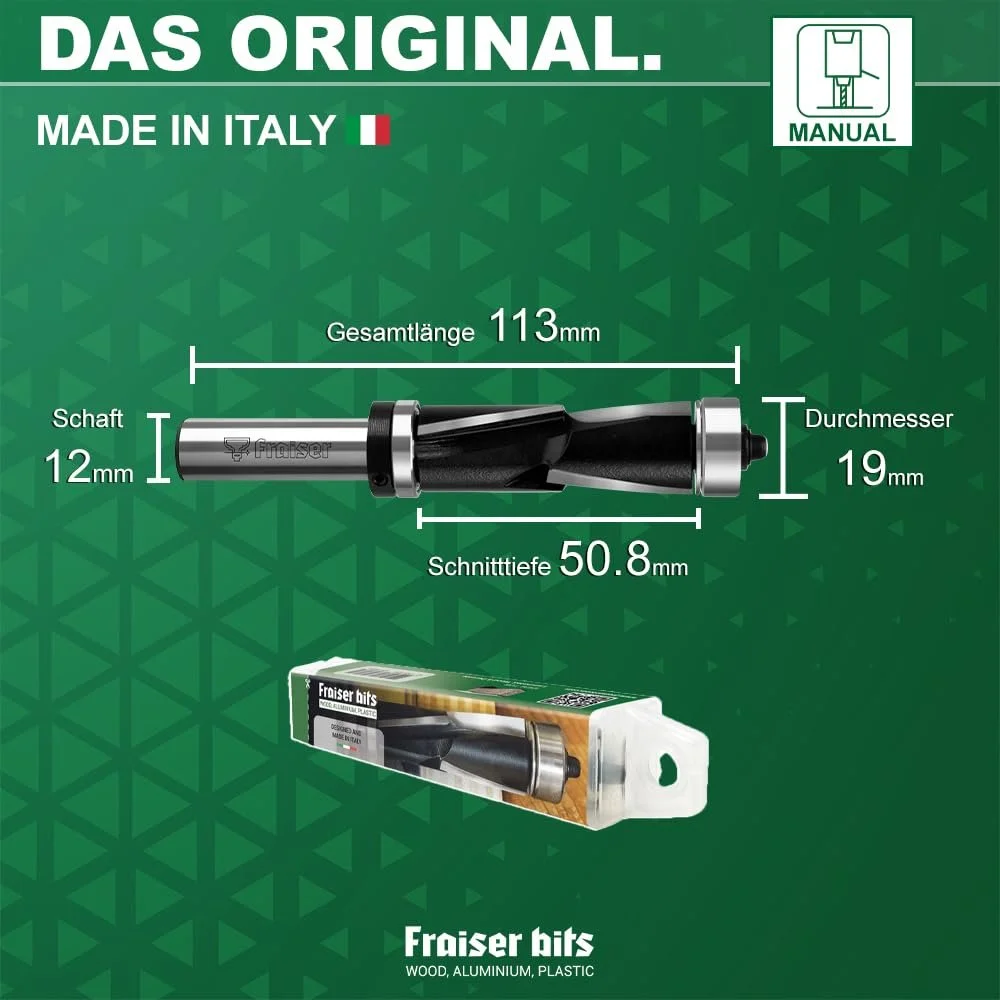 Фреза Fraiser 101C.190.12D с подшипником 12 мм для дерева Черный, фото №3