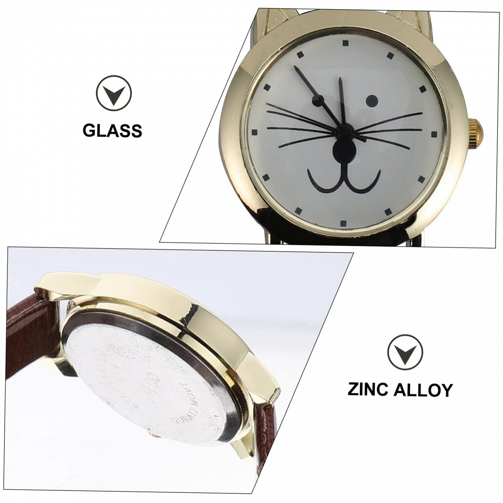 Жіночий годинник PartyKindom Кварцовий з котячим мотивом Шкіряний ремінець, фото №3