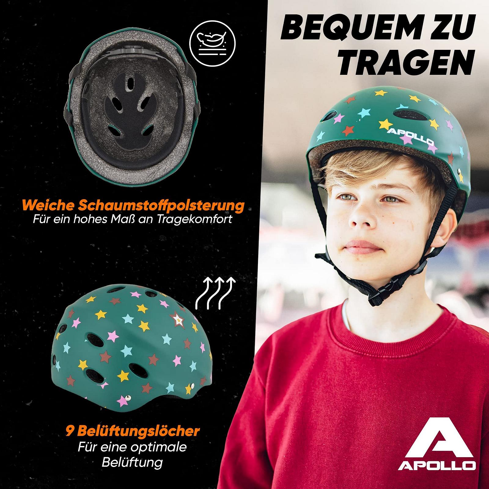Шлем Apollo, детский, для скейтборда, самоката, BMX, регулируемый, с колесом регулировки, различные размеры и цвета, фото №5