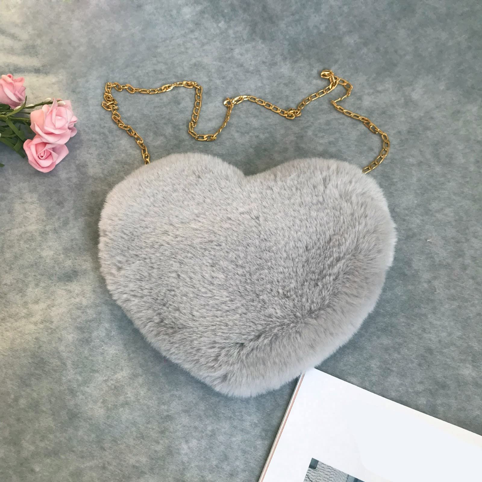 Сумка Fashion Love Персикове Серце Жіноча Ланцюжок Плечова Сумка Плюшева На Одне Плече Вовняна Сумка Плюшева Серцеподібна Подушка, фото №2
