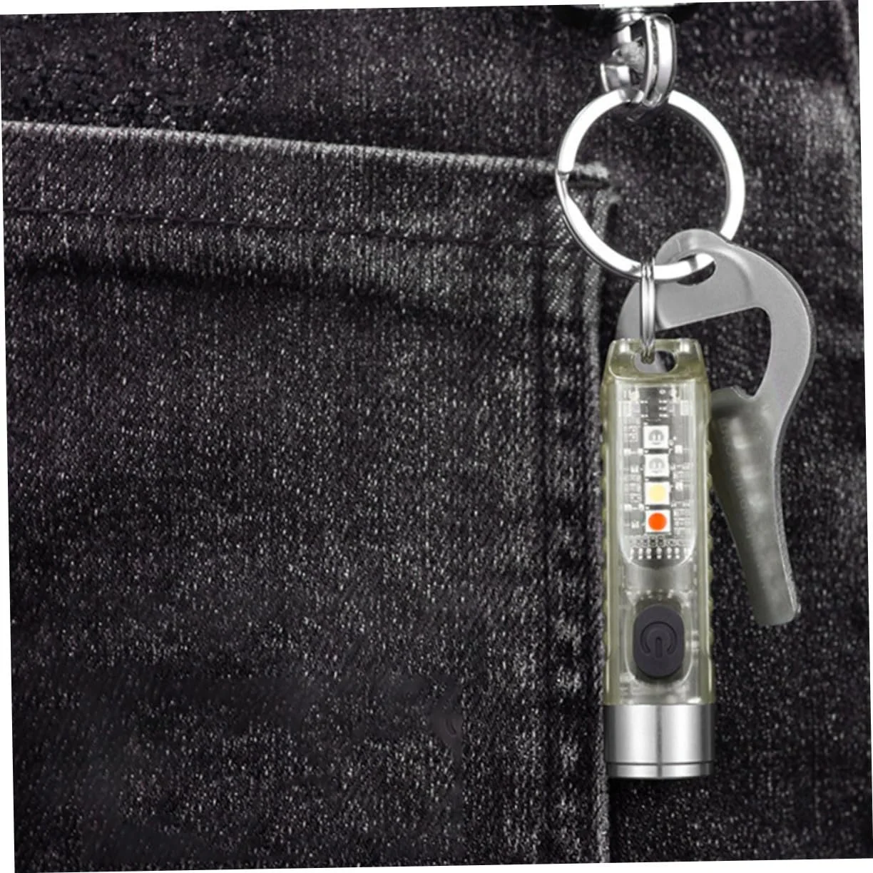 USB Перезаряджуваний LED Міні Ліхтарик з брелоком Міцний нержавіюча сталь PC для зовнішнього використання для кемпінгу Портативний підвісний, фото №6