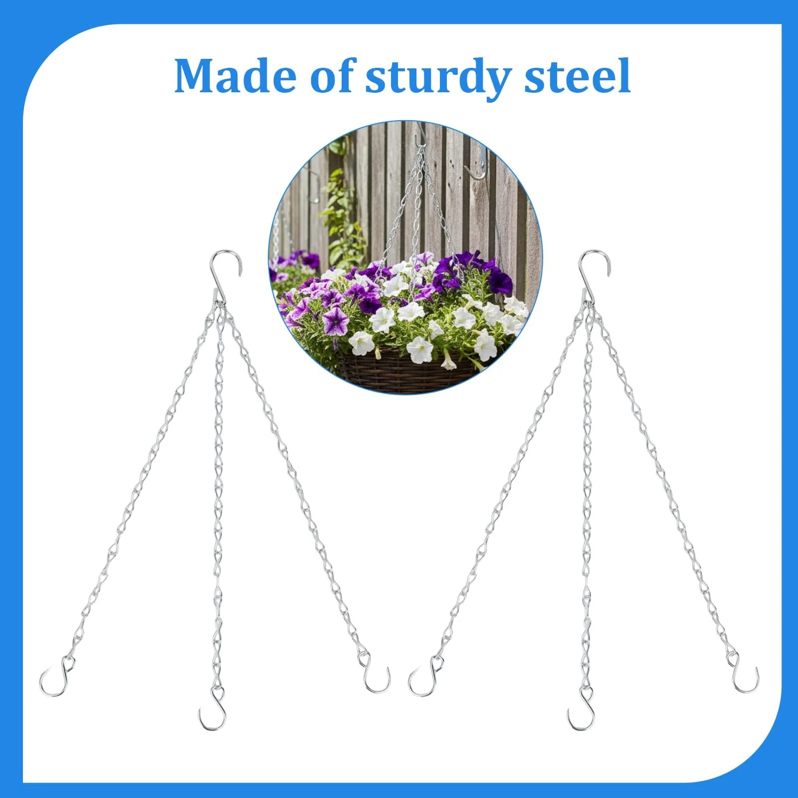 Ланцюги для підвісних горщиків Metal 3 Chain 40 см Set of 4 Silver, фото №5 Ланцюги для підвісних горщиків Metal 3 Chain 40 см Set of 4 Silver, фото №5