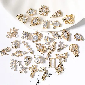 Металлические Детали для Ногтей Jie Du 1 Набор Золотые 3D Украшения для Ногтей из Искусственного Камня на День Святого Валентина synthetic.ua - Фото 1