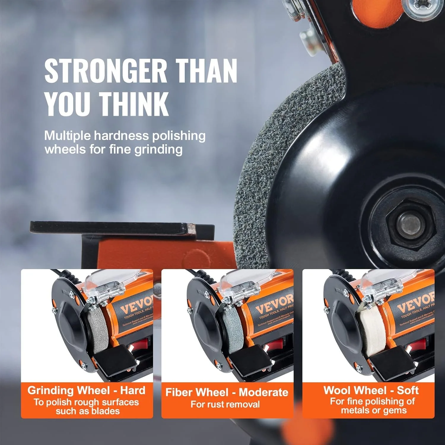 Подвійна шліфувальна машина Vevor TDS-75B Чорно-помаранчевий, фото №4