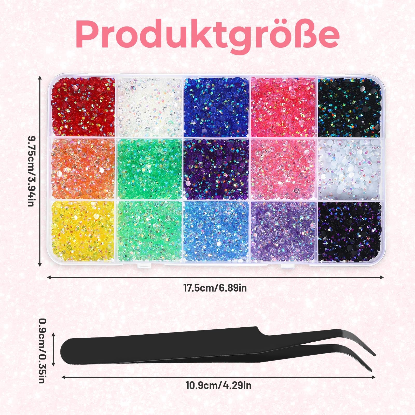 Блискітки-самоцвіти 5 мм, 15 кольорів, плоскі кристалічні стрази з смоли з пінцетом, нігтів, фото №4 Блискітки-самоцвіти 5 мм, 15 кольорів, плоскі кристалічні стрази з смоли з пінцетом, нігтів, фото №4