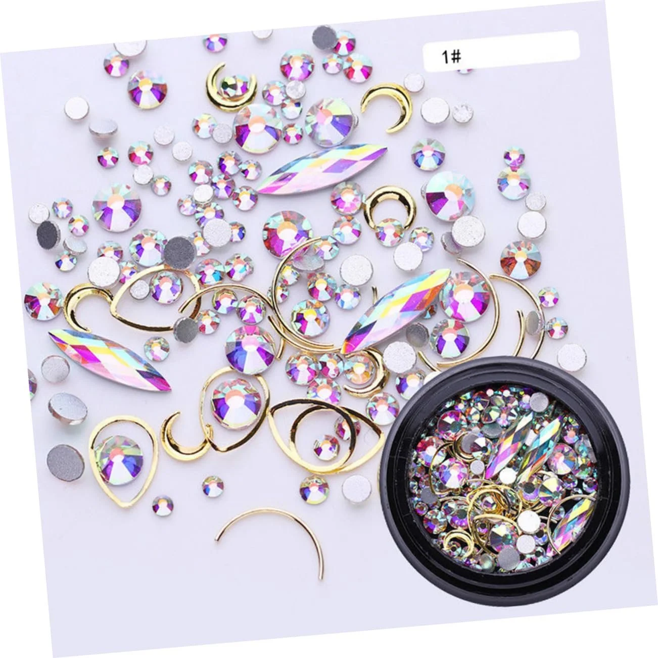 Украшения для ногтей Стразы FRCOLOR 4 коробки, украшения для ногтей, металлические кольца в форме гвоздей, маленькая черная бутылка, фото №7