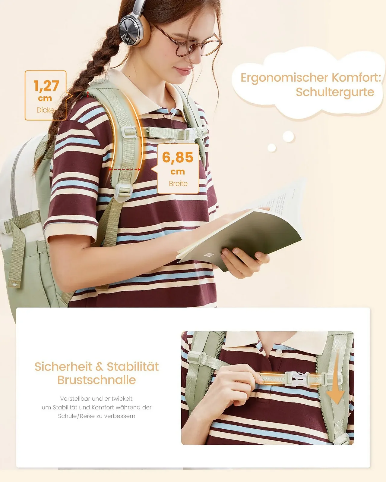 Рюкзак для ноутбука LOVEVOOK School 15.6 дюймів, фото №4 Рюкзак для ноутбука LOVEVOOK School 15.6 дюймів, фото №4