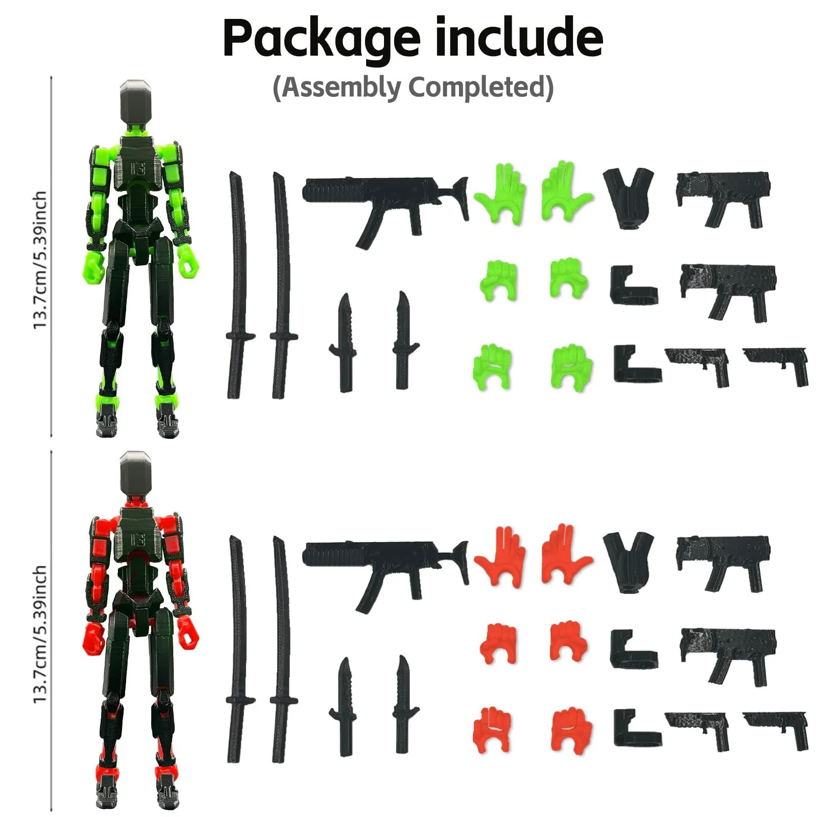 Фигурка T13 Titan 13 3D Printed Multi-Joints Black, Red, Green, фото №6