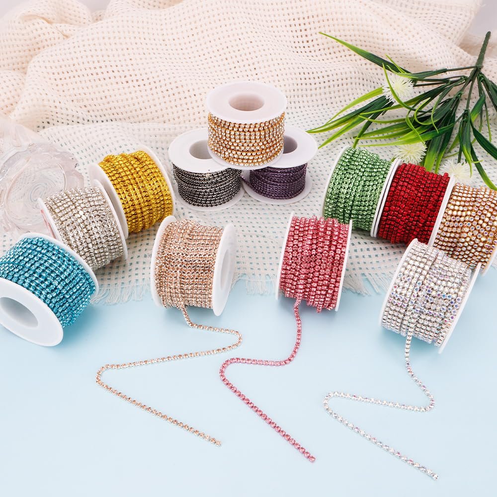 Ланцюжок зі стразами для нігтів 10 ярдів Срібна стрічка зі стразами 3 мм Блискучий, фото №5