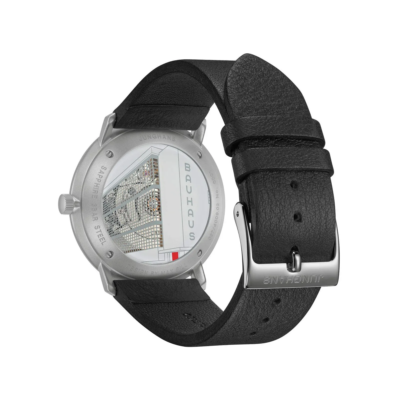 Часы Автоматические JUNGHANS Max Bill Automatic Bauhaus Ремешок Кожа Черный 27/4009.02, серебряный, Классические, фото №3 Часы Автоматические JUNGHANS Max Bill Automatic Bauhaus Ремешок Кожа Черный 27/4009.02, серебряный, Классические, фото №3