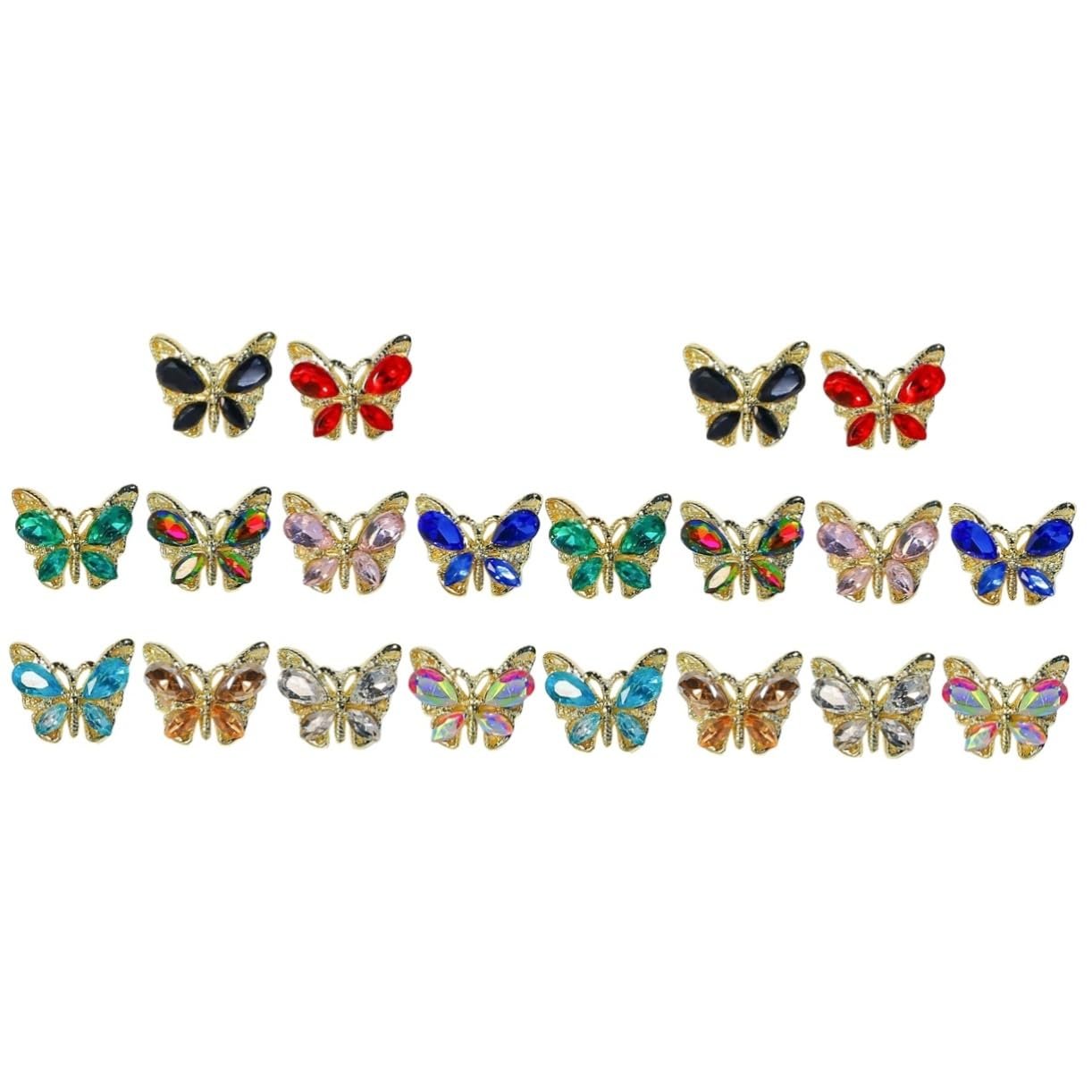 Наклейки на ногти FRCOLOR 20 шт. Аксессуары для ногтей Бабочки Ювелирные изделия для ногтей Аксессуары для ногтей Украшения для ногтей DIY Украшения для маникюра Циркон E Украшение 3D смола, фото №1