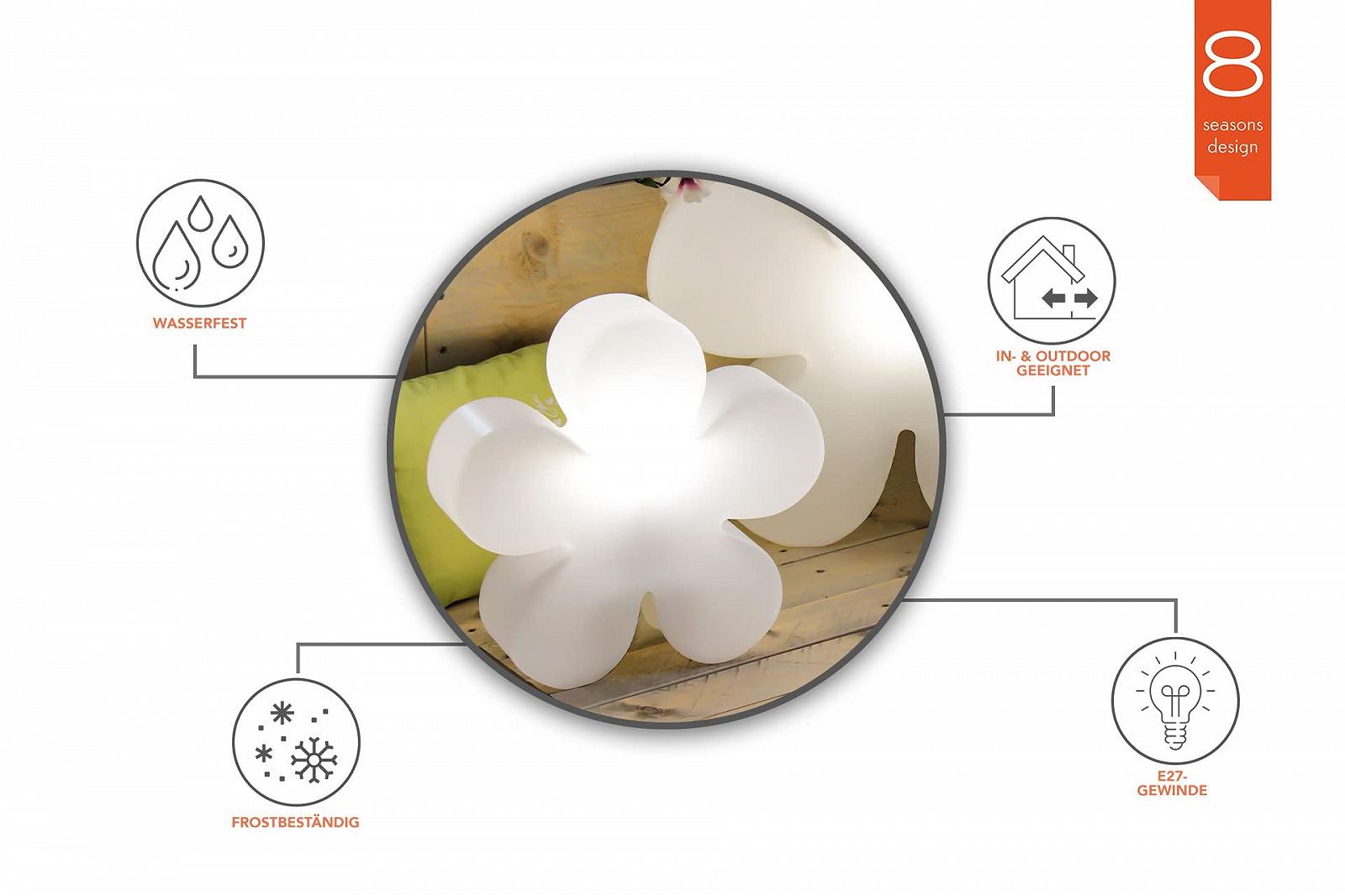 Настільна лампа  8 seasons design Shining Flower E27 Діаметр 40 см UV-стійкий Білий, фото №2