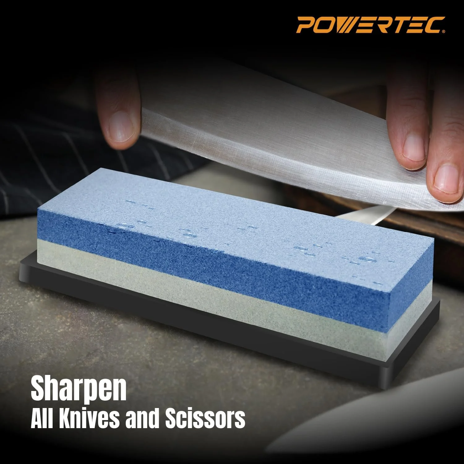 Точильний камінь POWERTEC двосторонній 1000/6000 Grit з антиковзною гумовою основою (71916), фото №5