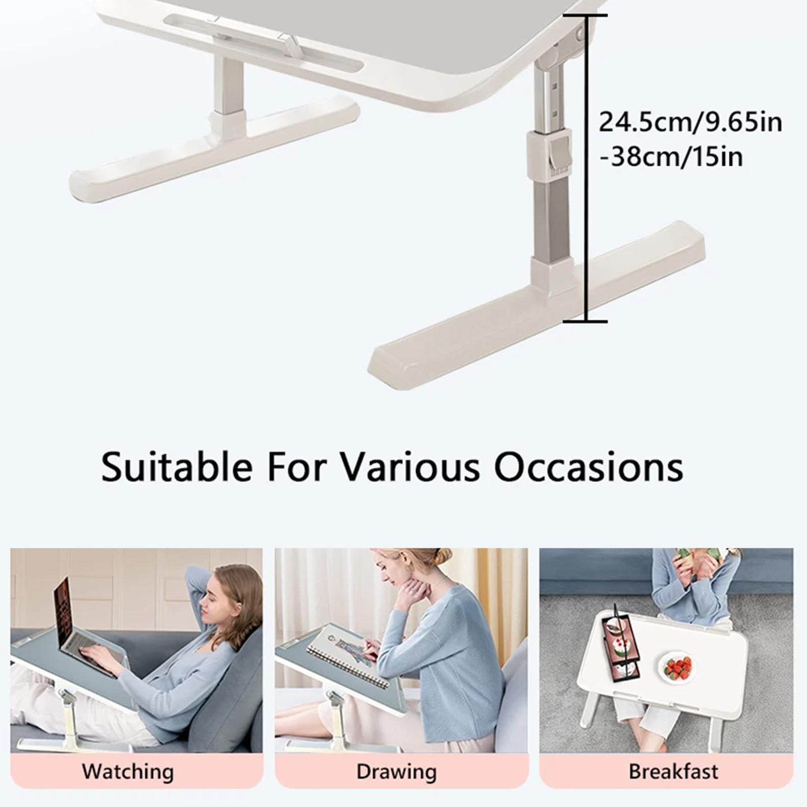 Раскладной столик для ноутбука, поднос для кровати, подставка для ноутбука, прочный, регулируемый по высоте, для балкона, чайной комнаты, рисования, серый стиль B, фото №2