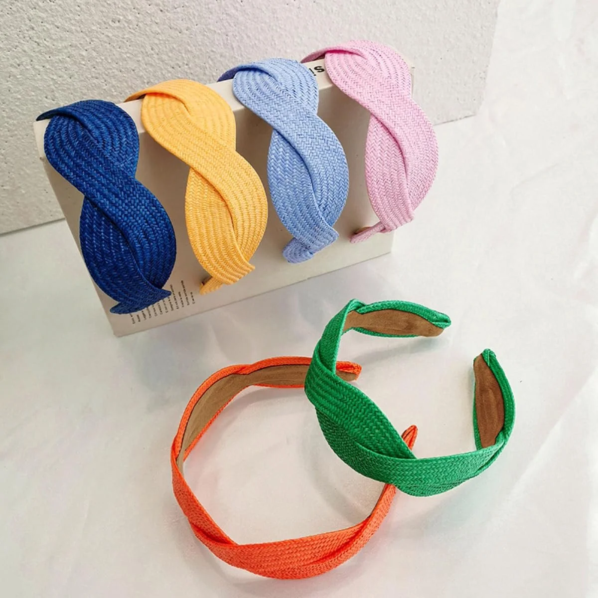 Обруч на голову Широка Модна Солом'яна Бежева, фото №3