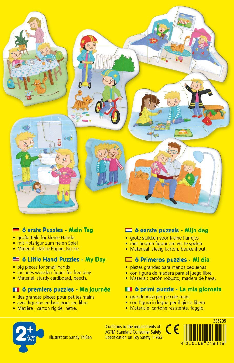 Пазл HABA 6 First Puzzles 305235 My Day 6 пазлов с деревянной фигуркой от 2 лет, фото №2
