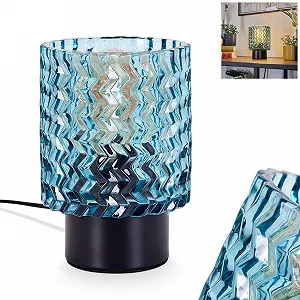 Настільна лампа Falgorosa Метал / Скло Скляний плафон 11 см 1 x E27 Чорний / Синій - Фото 1