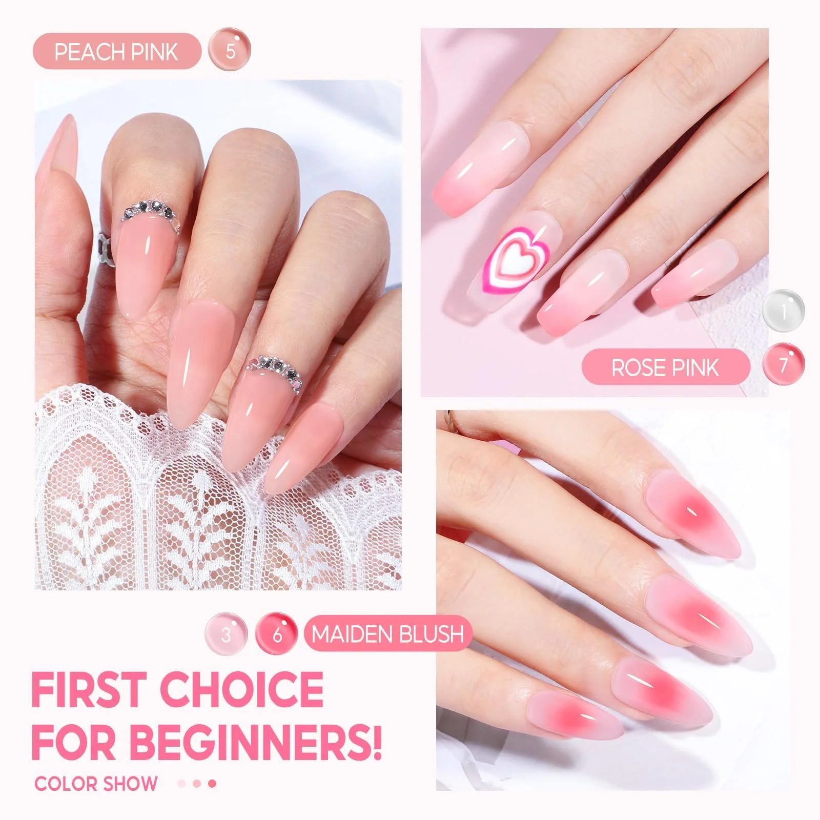 Гель-лак COSCELIA Jelly, 22 цвета, розовый, телесный, прозрачный, фото №3