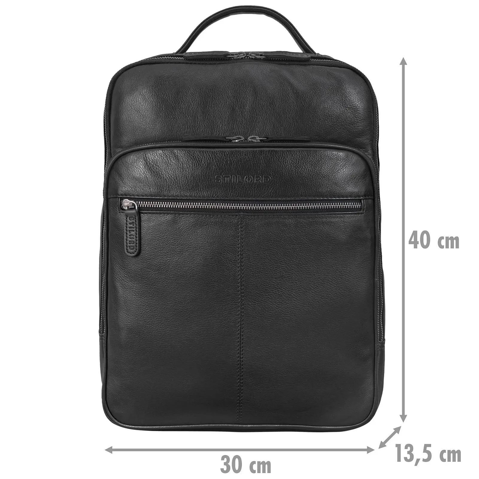 Рюкзак для ноутбука STILORD Pietro 15.6" XL кожаный черный, фото №3