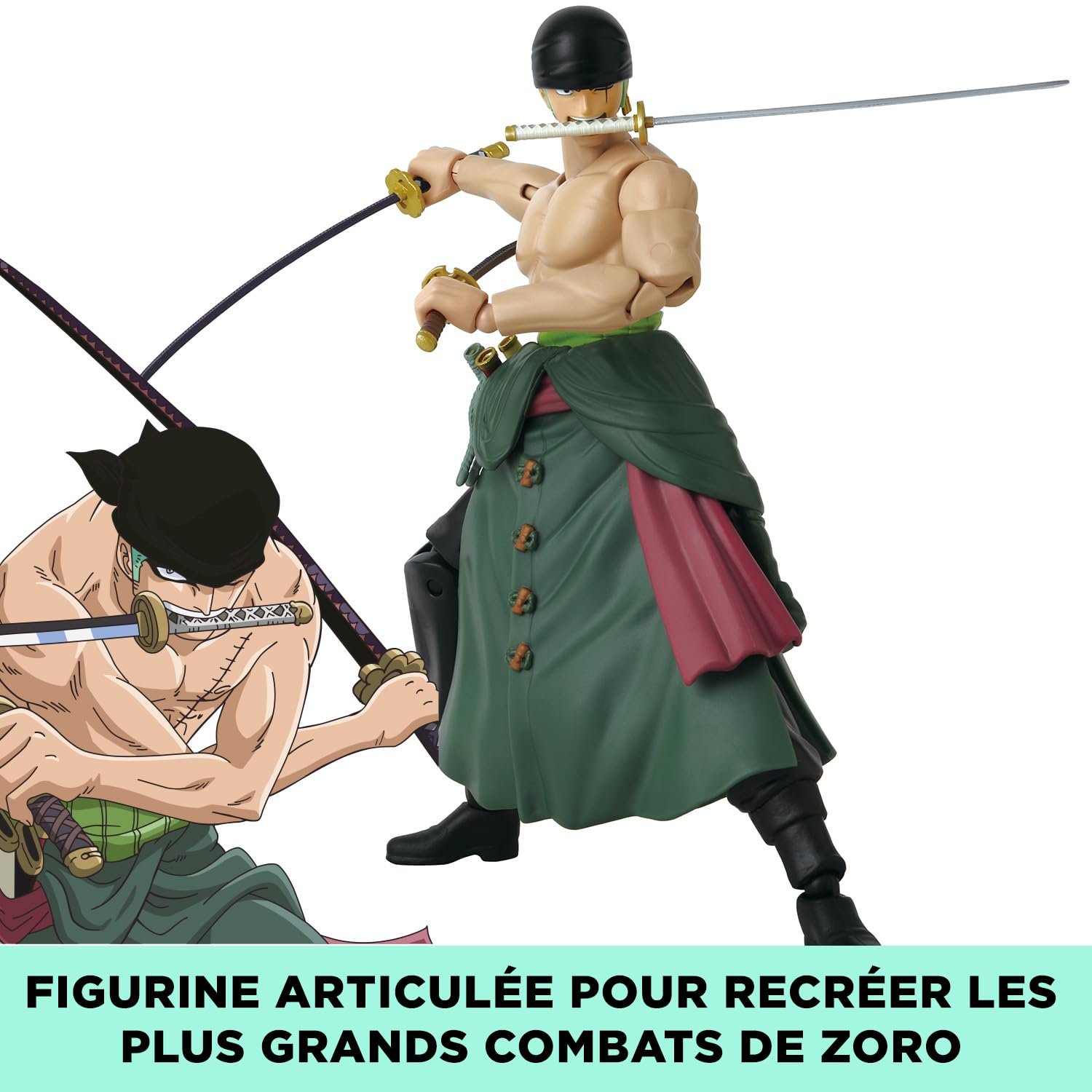 Фігурка Bandai Anime Heroes One Piece Lorenor Zorro Three Sword Style 17 cm, фото №6