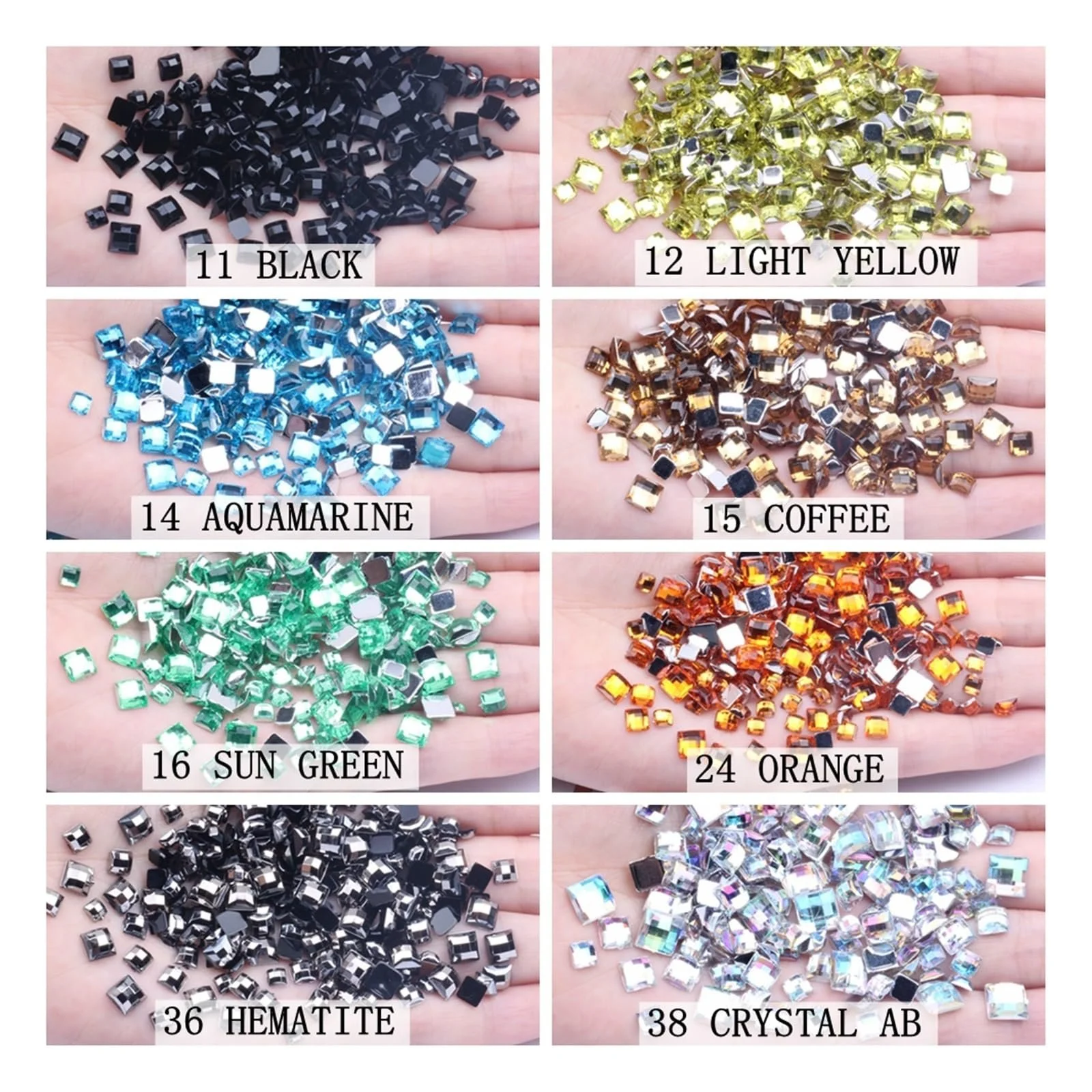 Стрази Квадратні 6 мм Wanglan, 5000 шт, Акрилові, Плоска задня частина, Земні грані, світло-рожевий колір, фото №7