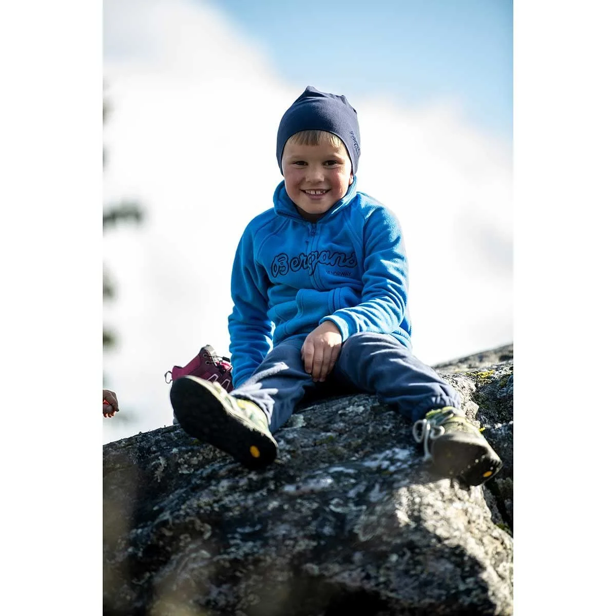 Детская хлопковая шапка Bergans, темно-синяя, 50, темно-синяя, фото №2