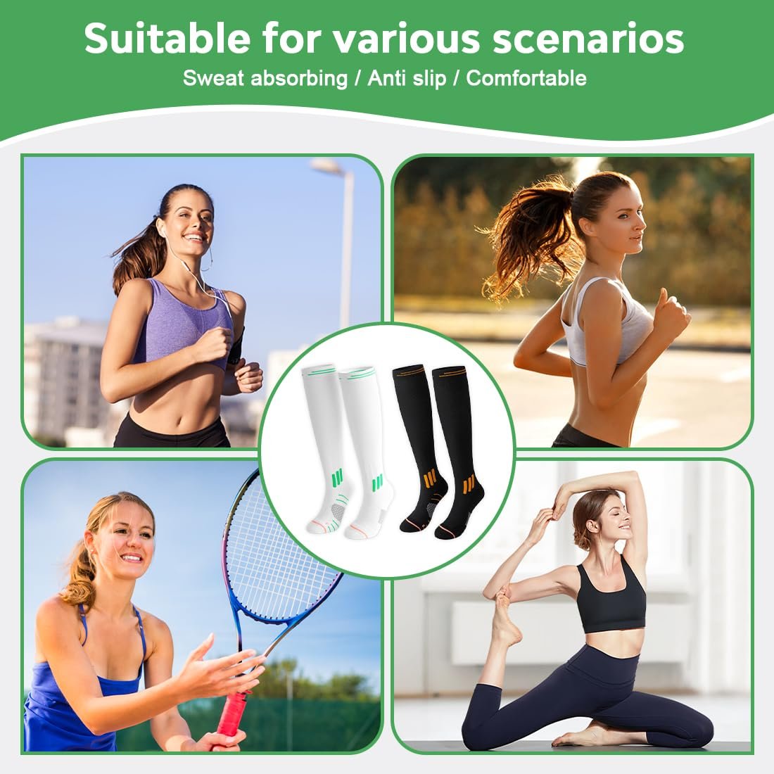 Компресійні шкарпетки 2 пари Чорний + Білий, фото №5