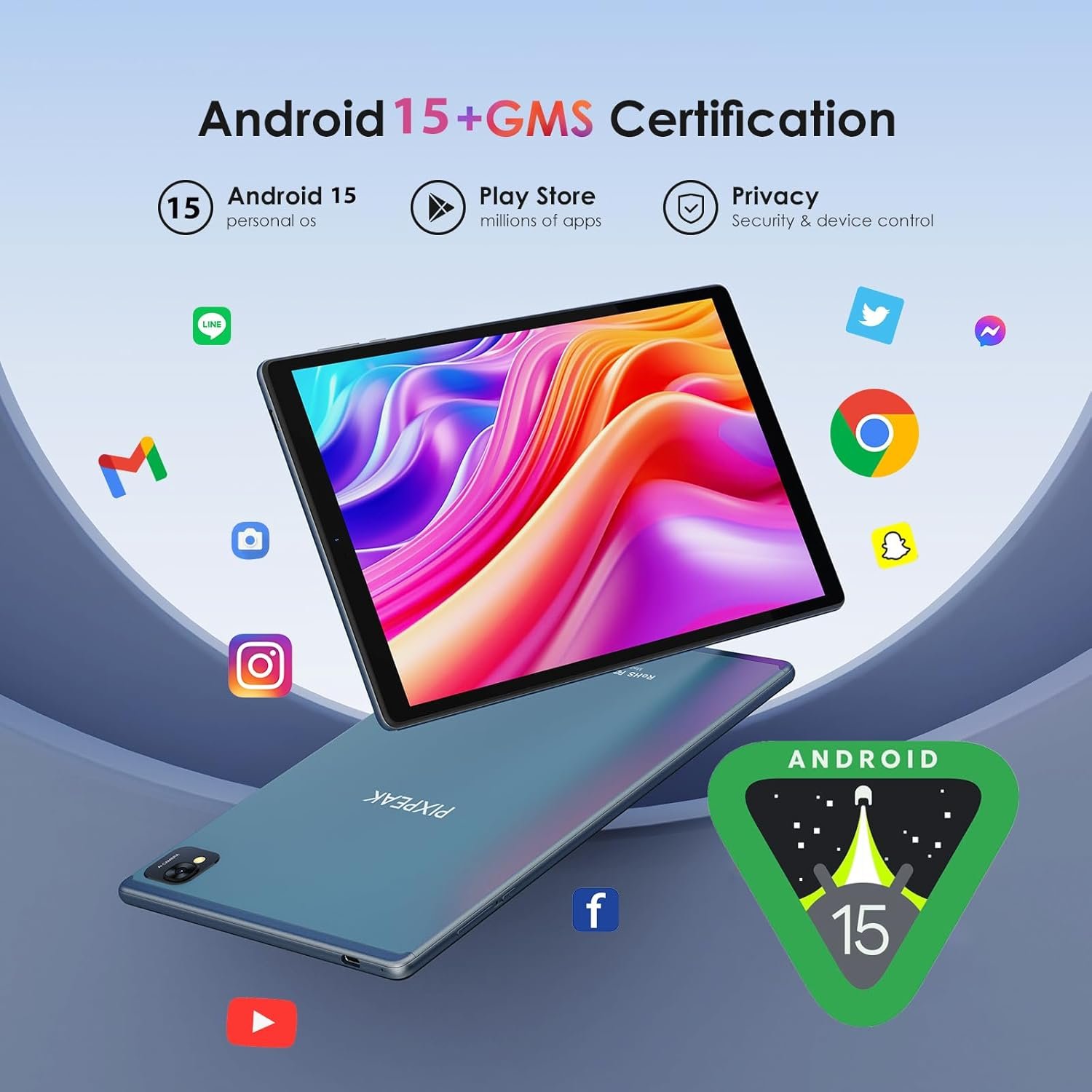 Планшет 10.1" Full HD PIXPEAK T28 12+24/128Gb 4G 2-SIM 8 ядер Android 14 8000 mAh Блакитний, фото №6 Планшет 10.1" Full HD PIXPEAK T28 12+24/128Gb 4G 2-SIM 8 ядер Android 14 8000 mAh Блакитний, фото №6