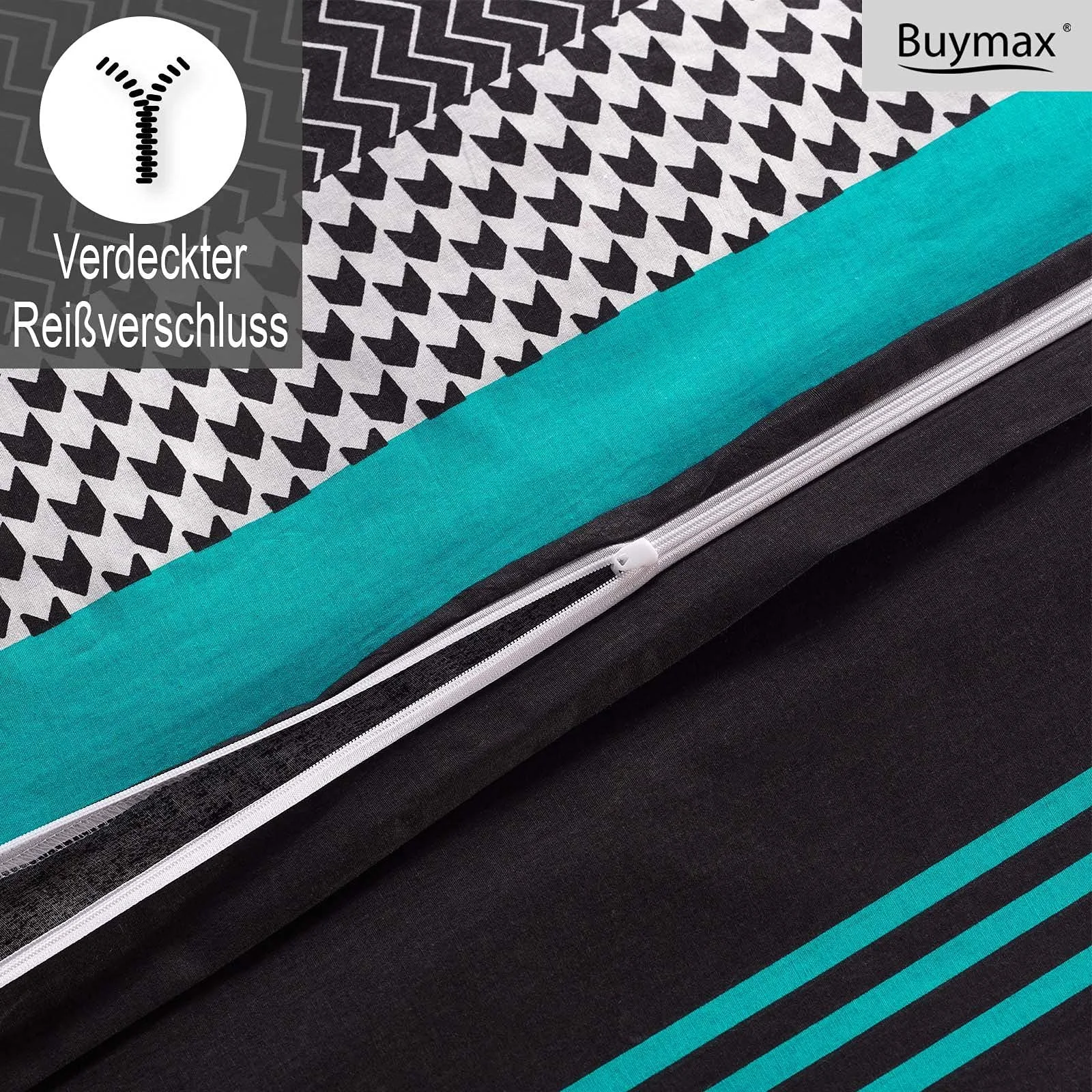 Комплект постільної білизни Buymax, 155 x 220 см, 100% бавовна, з 2 предметів, покривало для ковдри, з 1 наволочкою, Oeko-Tex, фото №4