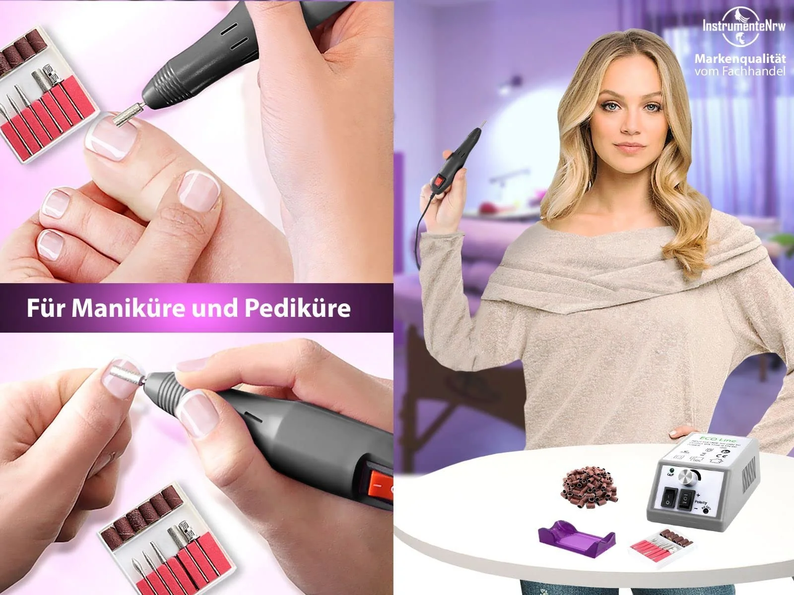 Пристрій електричний для догляду за нігтями, включаючи 300 шліфувальних гільз, фото №5