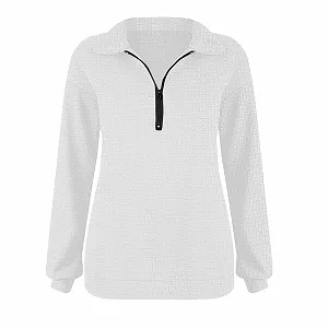 Женский свитшот на молнии однотонный, половинная молния, отложной воротник, длинный рукав, без капюшона synthetic.ua - Фото 1