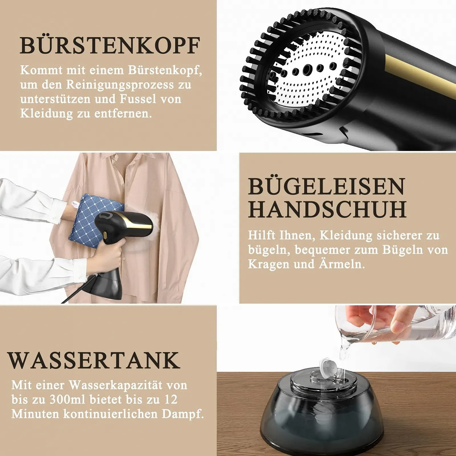 Вертикальний відпарювач COVACURE 1500 Вт 300 мл 20 с нагрівання Чорний, фото №5