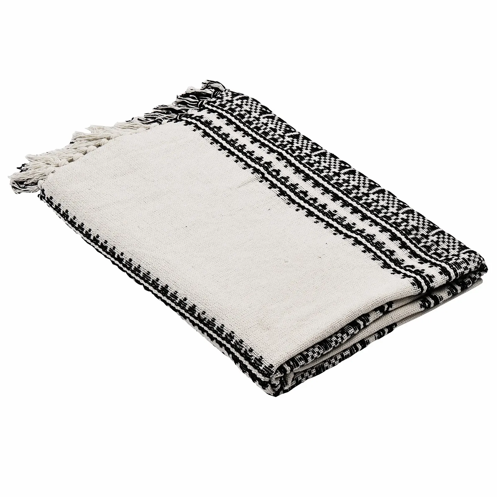 Покривало EGLO LIVING Longlac Бавовна, кремовий та чорний, 130 x 170 см, фото №1