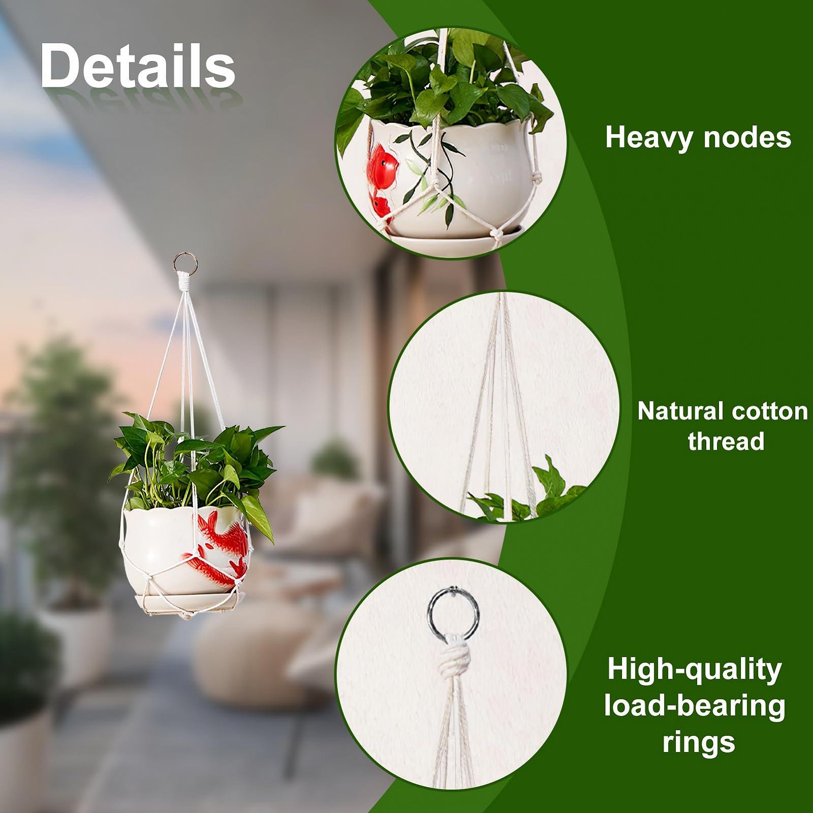 Підвісні кошики макраме 2 штуки, для рослин, 55 см, декор бохо, фото №3 Підвісні кошики макраме 2 штуки, для рослин, 55 см, декор бохо, фото №3