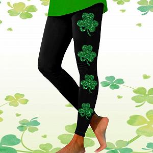 Легінси Saint Patrick Для жінок, що контролюють живіт, Клівер, тонкі Для йоги, компресійні тренувальні колготки з високою талією Shamrock, м’які квіткові, Для підтяжки сідниць до Дня Святого Патріка synthetic.ua - Фото 1
